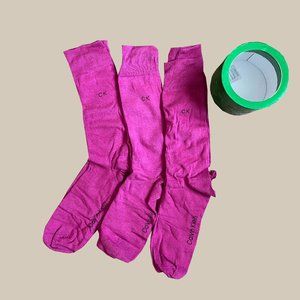 Calvin Klein 3 Magenta Dress Crew Socks